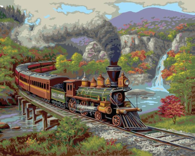 Fall River Railway Scene Paint By Numbers