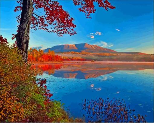 Fall-in-Millinocket-Lake-Maine-paint-by-numbers