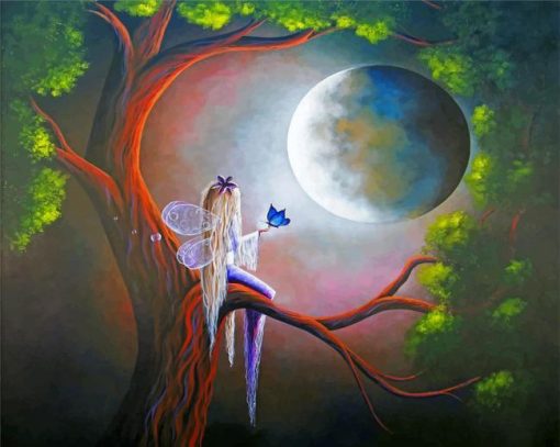 Fantasy-Fairy-On-Tree-paint-by-numbers