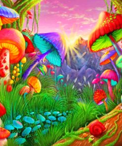 Magical Colorful Mushrooms Paint By Numbers