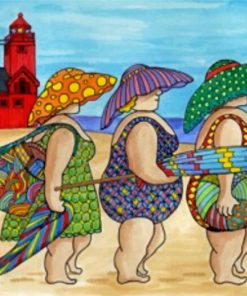 Fat Lady Beach Scene Paint By Numbers
