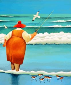 Fat Woman Seaside Fishing Paint By Numbers