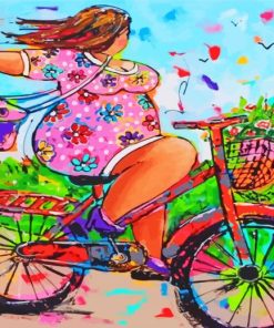 Fat Woman Bicycle Paint By Numbers