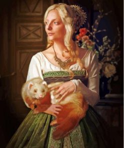 Colorful Ferret and Woman Paint By Numbers