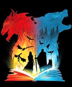 Fire and Ice Themed Painting Paint By Numbers