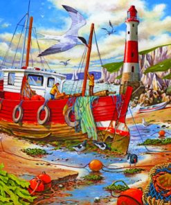 Fishing Boat Ocean Paint By Numbers