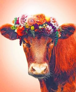 Floral Cow Crown Paint By Numbers