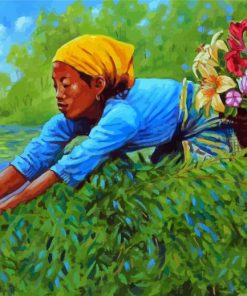 Flower Picking by Women Paint By Numbers