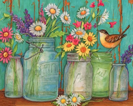 Flowers-Jars-paint-by-number
