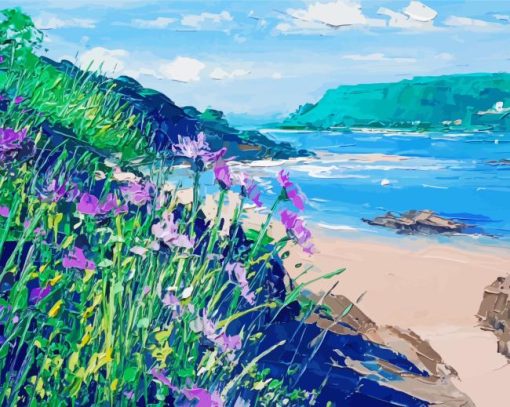 Flowers-with-seascape-paint-by-number