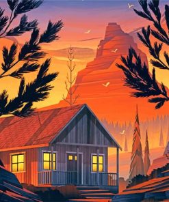 Log Cabin Scenery Paint By Numbers