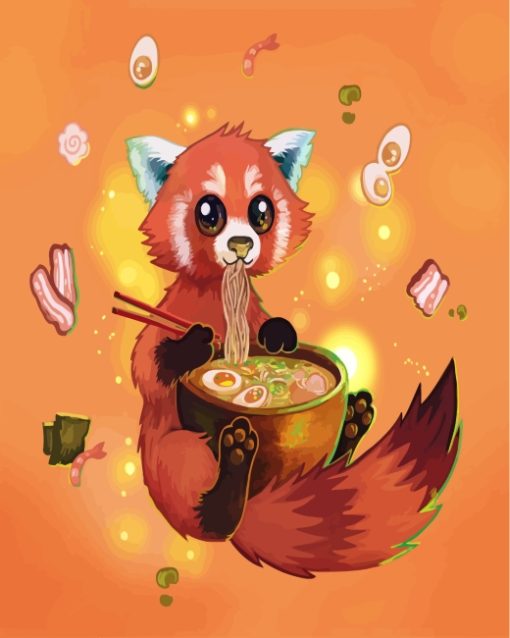 Fox-Eating-Noodles-paint-by-numbers