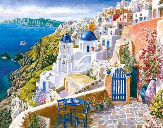 Majestic Santorini View Paint By Numbers