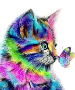 Rainbow Cat and Butterfly Paint By Numbers