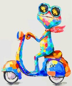Colorful Frog on Vespa Paint By Numbers