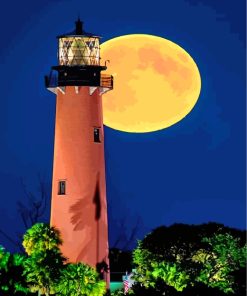 Full Moon Over Jupiter Lighthouse Paint By Numbers