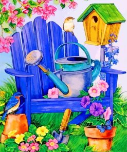 Colorful Birds and Flowers Water Pail Paint By Numbers