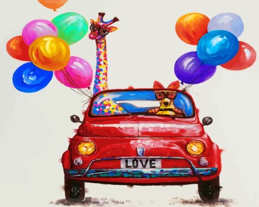 Giraffe-and-Dog-In-Car-paint-by-numbers
