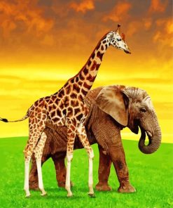 Giraffe and Elephant Animals Paint By Numbers