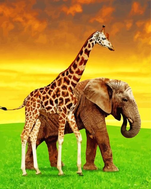 Giraffe-elephant-paint-by-numbers