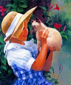 Girl with Siamese Cat Paint By Numbers