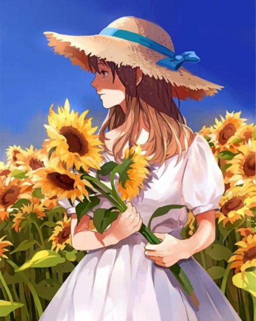 Girl-And-Sunflowers-paint-by-numbers