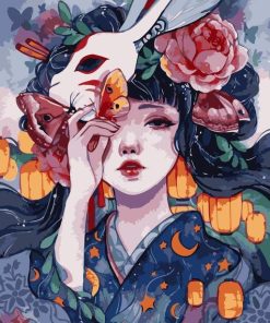 Masked Woman Illustration Paint By Numbers