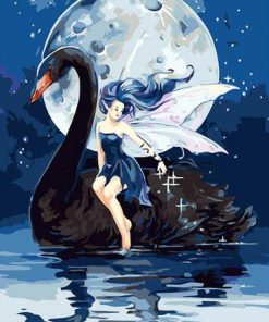 Moonlit Black Swan Fantasy Paint By Numbers