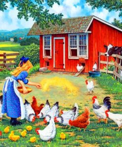 Girl and Chickens Paint By Numbers