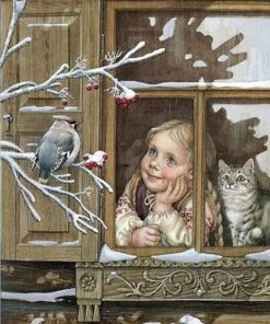 Girl and Bird Paint By Numbers