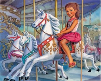 Girl On Circus Carousel Paint By Numbers