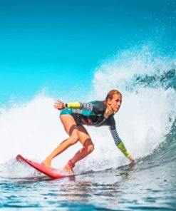 Surfing Girl Beach Scene Paint By Numbers