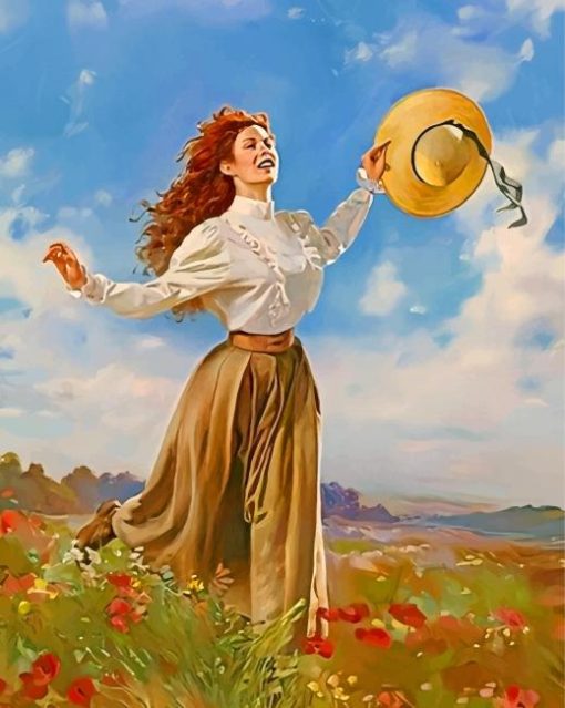Girl-Running-In-Field-paint-by-numbers
