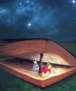 Nerdy Girl Reading Under the Sky Paint By Numbers