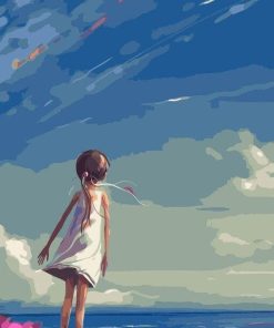 Girl Gazing at Blue Sky Paint By Numbers