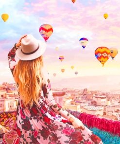 Girl Watching Air Balloons in Turkey Paint By Numbers