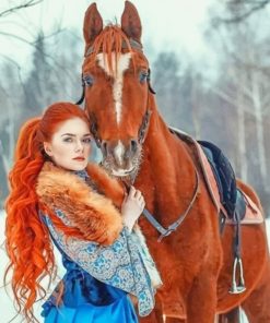 Ginger Horse and Girl Paint By Numbers