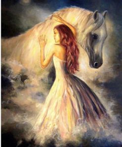 White Horse and Woman Paint By Numbers