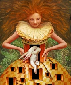 Adorable Girl with Rabbit Animals Paint By Numbers