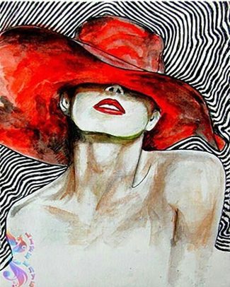 Red Hat Woman Paint By Numbers