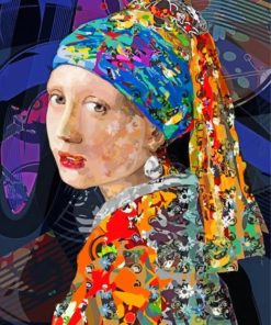 Colorful Girl With A Pearl Earring Paint By Numbers