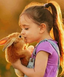 Girl and Rabbit Animal Paint By Numbers