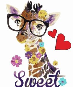 Glasses-Wearing Giraffe Animal Paint By Numbers