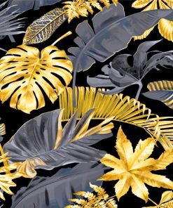 Gold Monstera Leaves Paint By Numbers