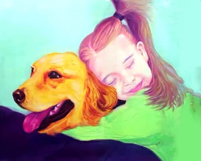 Golden Retriever with Girl Paint By Numbers