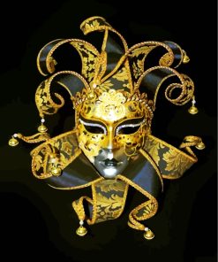 Golden Venetian Carnival Mask Paint By Numbers