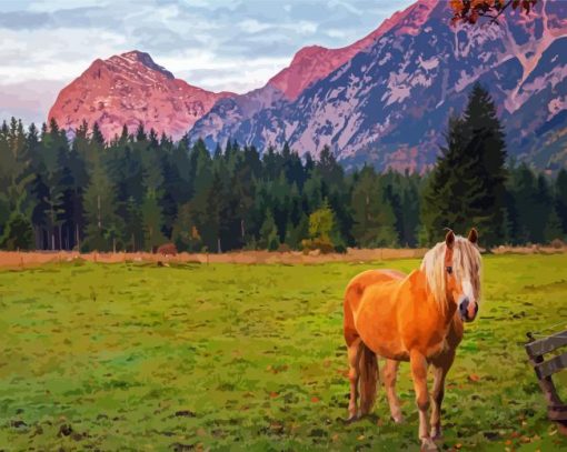 Golden-mare-horse-in-nature-paint-by-numbers