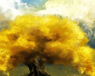 Golden Trees Art Paint By Numbers