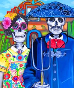 Gothic Couple Skulls Paint By Numbers