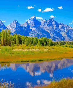 Jackson Lake Wyoming Nature Paint By Numbers